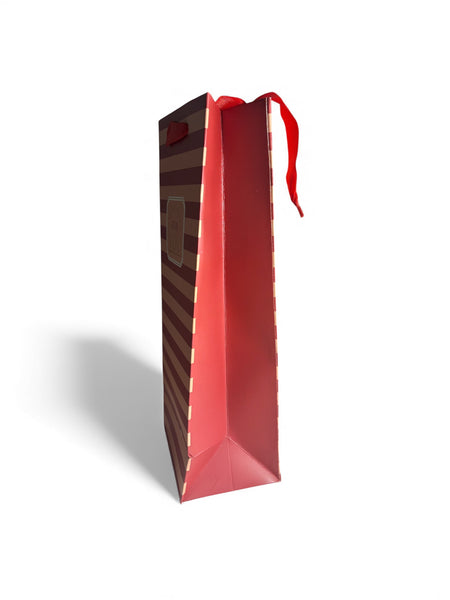 Sac bouteille cadeau Especially for You beige et rouge 12,5 x 34,5 x 10 cm