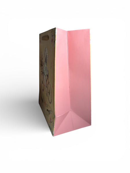 Sac cadeau Joyeuse Pâques motif lapin vélo 18 x 23 x 10 cm