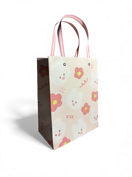 Sac cadeau Mikirei lapin et fleurs 18 x 23 x 10 cm