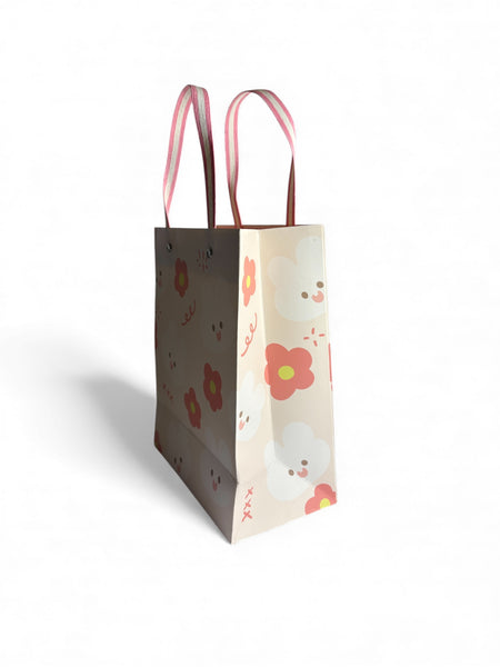 Sac cadeau Mikirei lapin et fleurs 18 x 23 x 10 cm