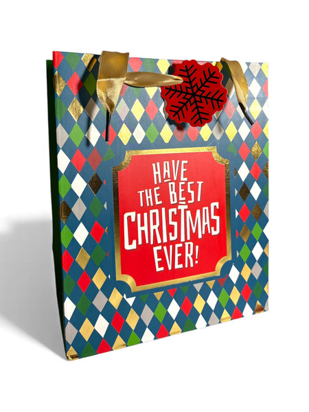 Sac cadeau Noël « Have the best Christmas ever » multicolore 18 x 22 x 10 cm