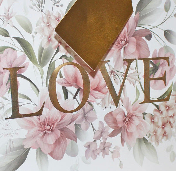 Sac cadeau Violet écologique recyclable “love” motif floral 25,5 x 21,5 x 11 cm