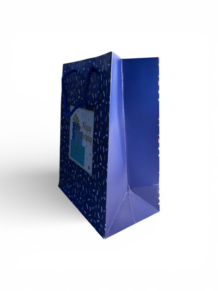 Sac cadeau anniversaire “Happy Birthday” bleu 18 x 23 x 10 cm