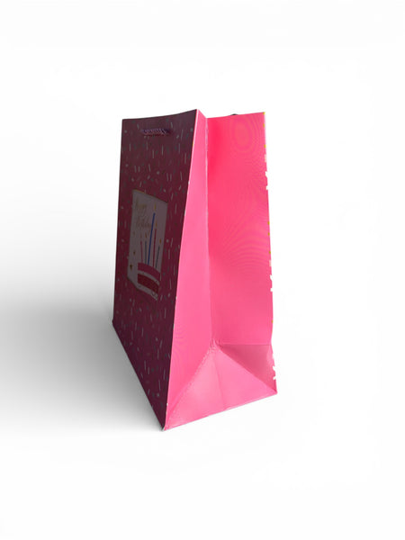 Sac cadeau “Joyeux Anniversaire” motif confettis roses 18 x 23 x 10 cm