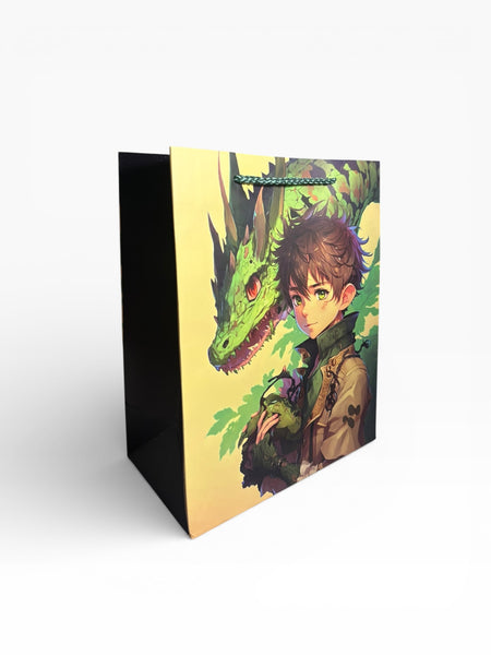 Sac cadeau anniversaire motif dragon garçon animé 18 x 23 x 10 cm