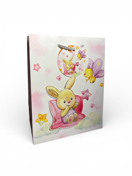 Sac cadeau anniversaire motif lapin/abeille 18 x 23 x 10 cm