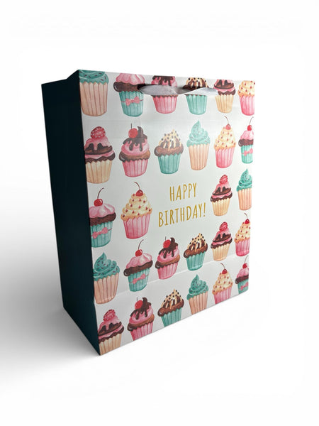 Sac cadeau motif cupcake « Joyeux anniversaire » 27 x 33 x 14 cm