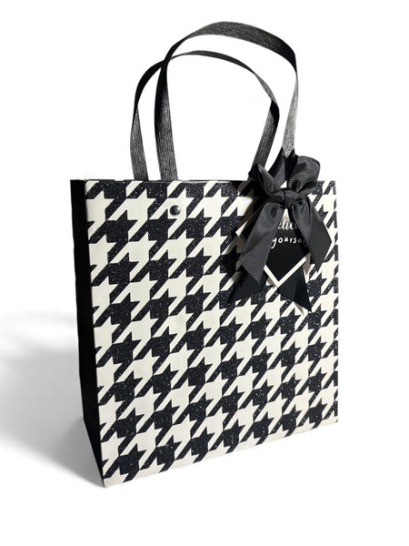 Sac cadeau noir blanc lanières nœud « Believe in Yourself » 22 x 22 x 10 cm