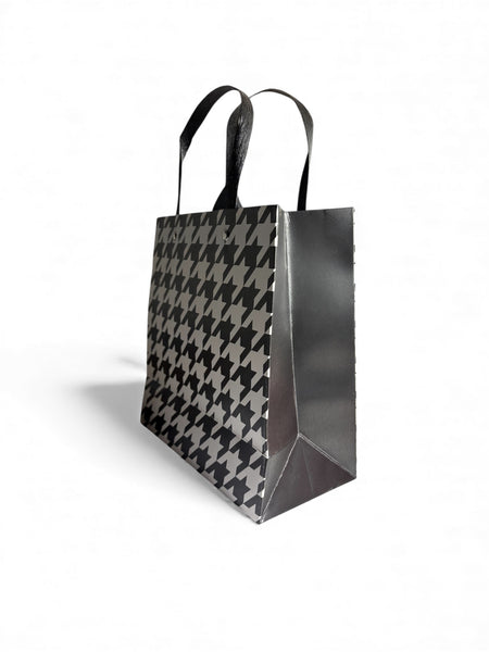 Sac cadeau noir blanc lanières nœud « Believe in Yourself » 22 x 22 x 10 cm