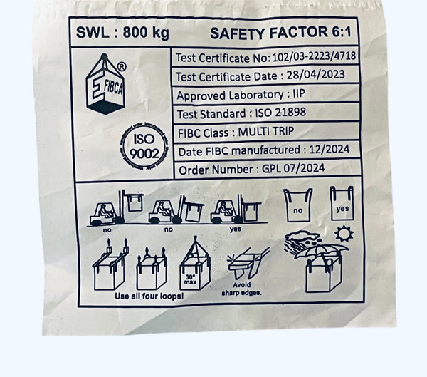 Sac de chantier blanc et bleu 85 x 85 x 90 cm – capacité 800 kg