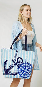 Sac de plage bleu motif marin L.I.B New York