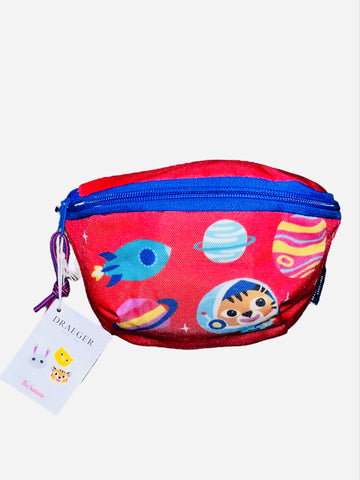 Sacoche banane Draeger Paris rouge et bleu Chat Espace - 13 x 5 x 32 cm