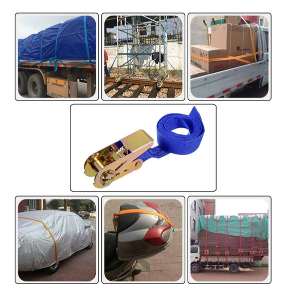 Sangle à cliquet 7 m x 2,5 cm – Charge jusqu’à 500 kg – Bleu