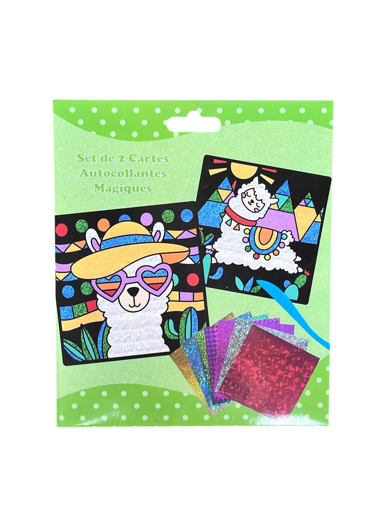 Set de 2 cartes autocollant magique lama