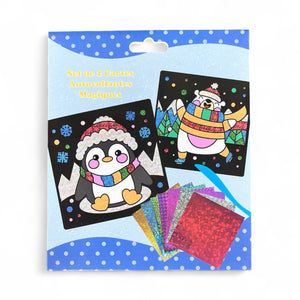 Set de 2 cartes autocollant magique pingouin et ours polaire