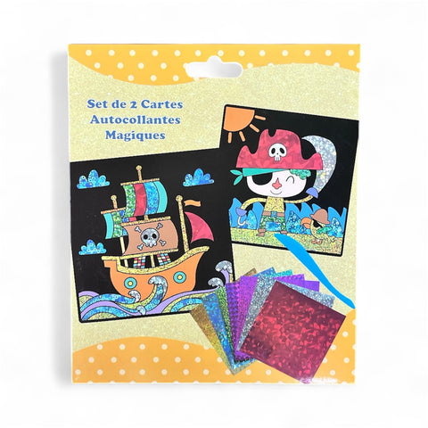 Set de 2 cartes autocollant magique pirate