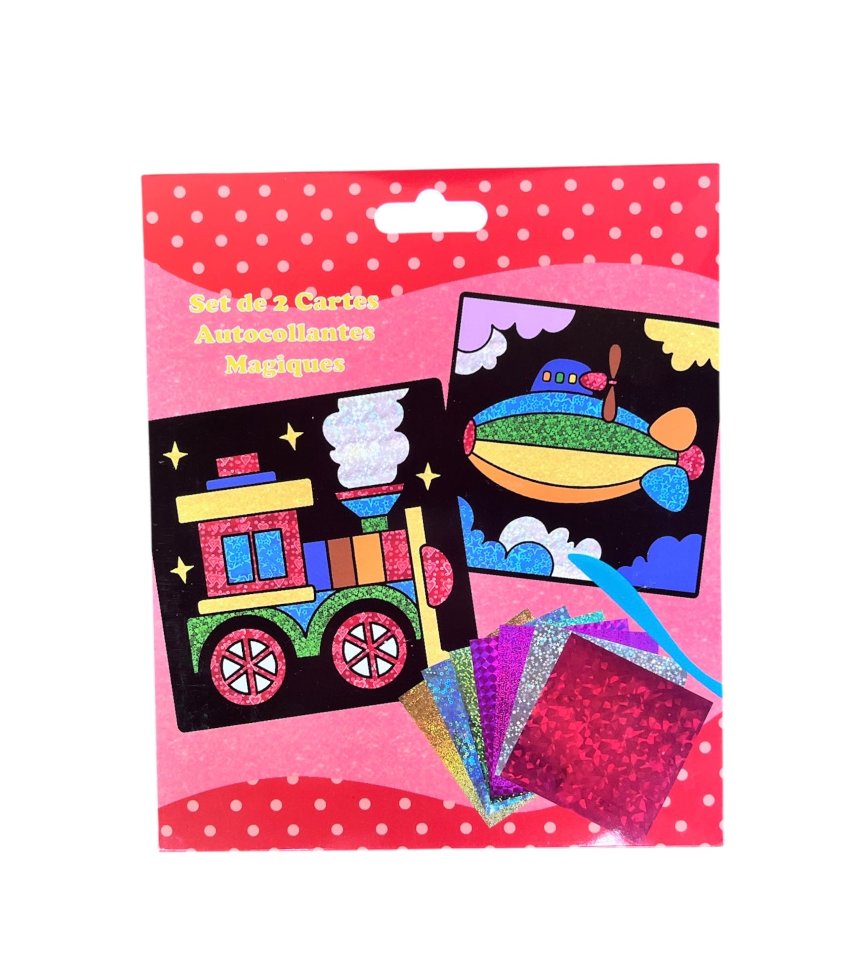 Set de 2 cartes autocollant magique train et dirigeable