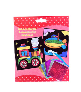 Set de 2 cartes autocollant magique train et dirigeable