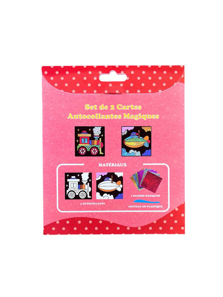 Set de 2 cartes autocollant magique train et dirigeable