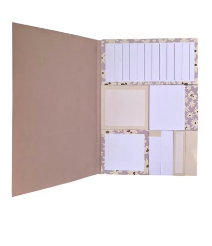 Set de 8 blocs Post-it – Motif floral beige et violet