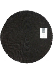 Set de table rond Home Deco Factory avec franges noir 38 cm