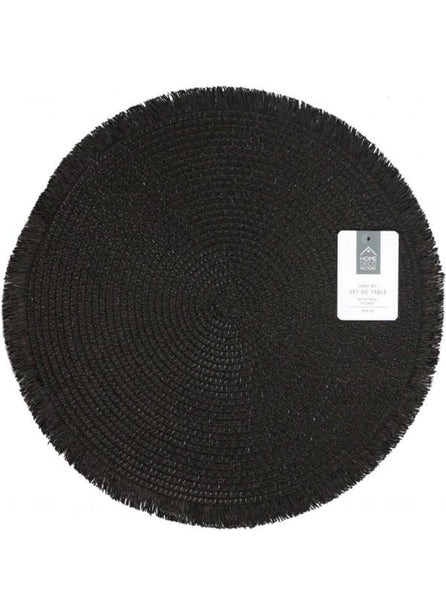 Set de table rond Home Deco Factory avec franges noir 38 cm