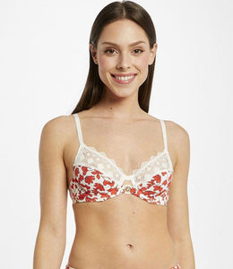 Soutien-gorge Morgan rouge et blanc motif floral