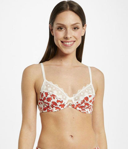 Soutien-gorge Morgan rouge et blanc motif floral