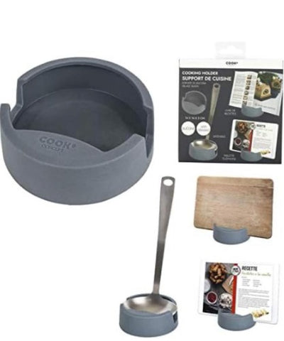 Support Cuisine Cook Concept Gris Multifonction 14x14x5 cm Silicone Antidérapant