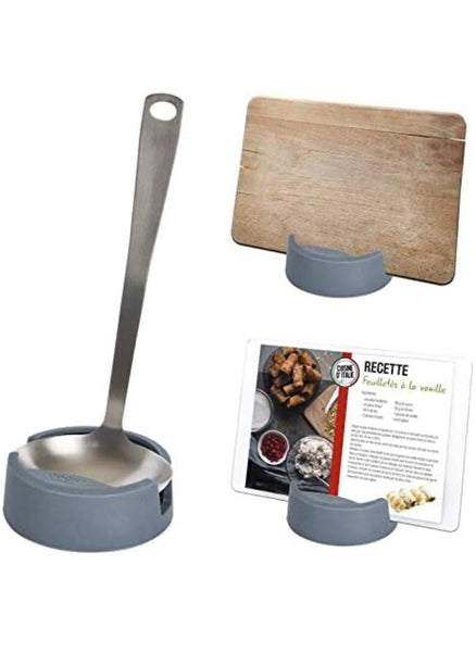 Support Cuisine Cook Concept Gris Multifonction 14x14x5 cm Silicone Antidérapant