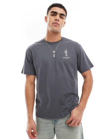 T-shirt Jack & Jones Original “Dîner entre amis” gris homme