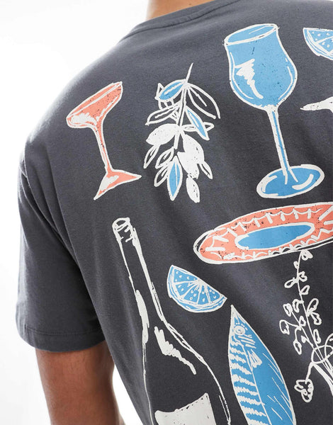 T-shirt Jack & Jones Original “Dîner entre amis” gris homme