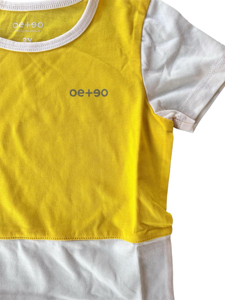T-shirt + short Oe+Eo jaune/blanc unisexe