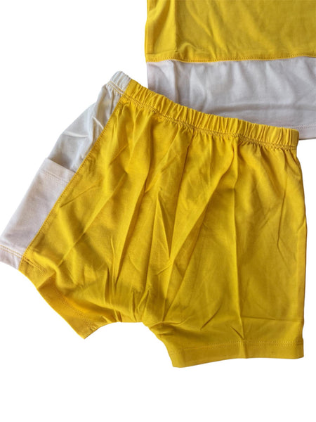T-shirt + short Oe+Eo jaune/blanc unisexe