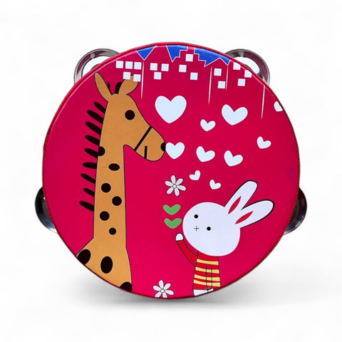 Tambourin pour enfants – motif lapin et girafe - 15 cm