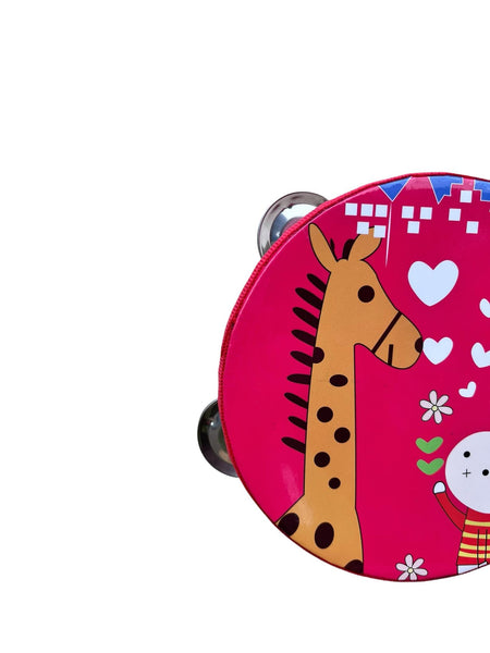 Tambourin pour enfants – motif lapin et girafe - 15 cm