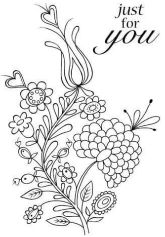 Tampon Clear Magic – Carte & Scrapbooking – Motif Fleur + Texte “Just for You”