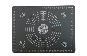 Tapis de pâtisserie Gris foncé 40x30 cm en silicone repères et motifs décoratifs