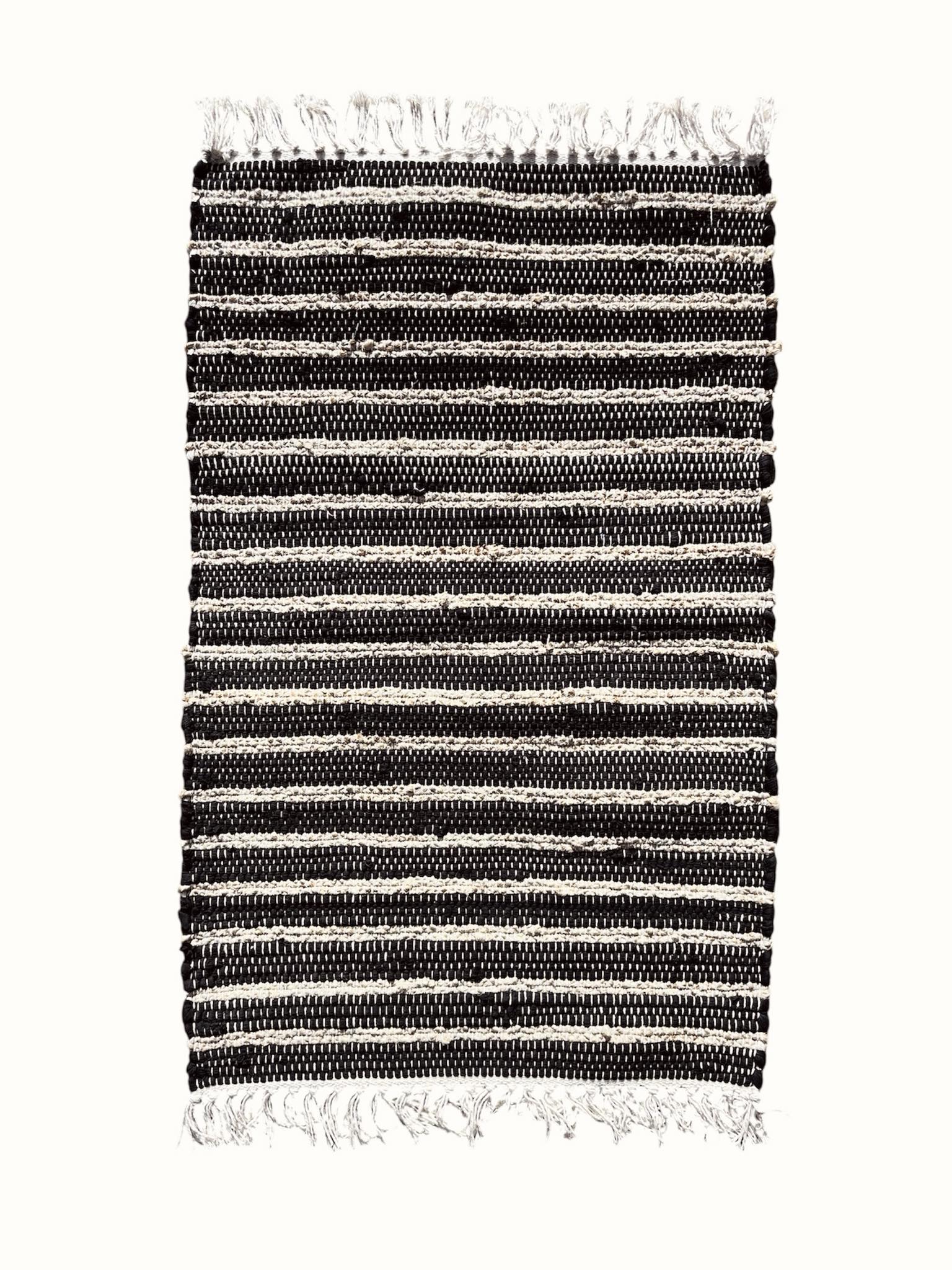 Tapis marron et noir en jute / coton - 80 x 50 cm