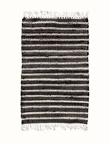Tapis marron et noir en jute / coton - 80 x 50 cm