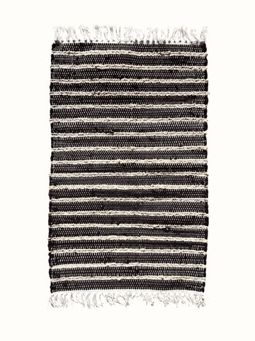 Tapis marron et noir en jute / coton - 80 x 50 cm