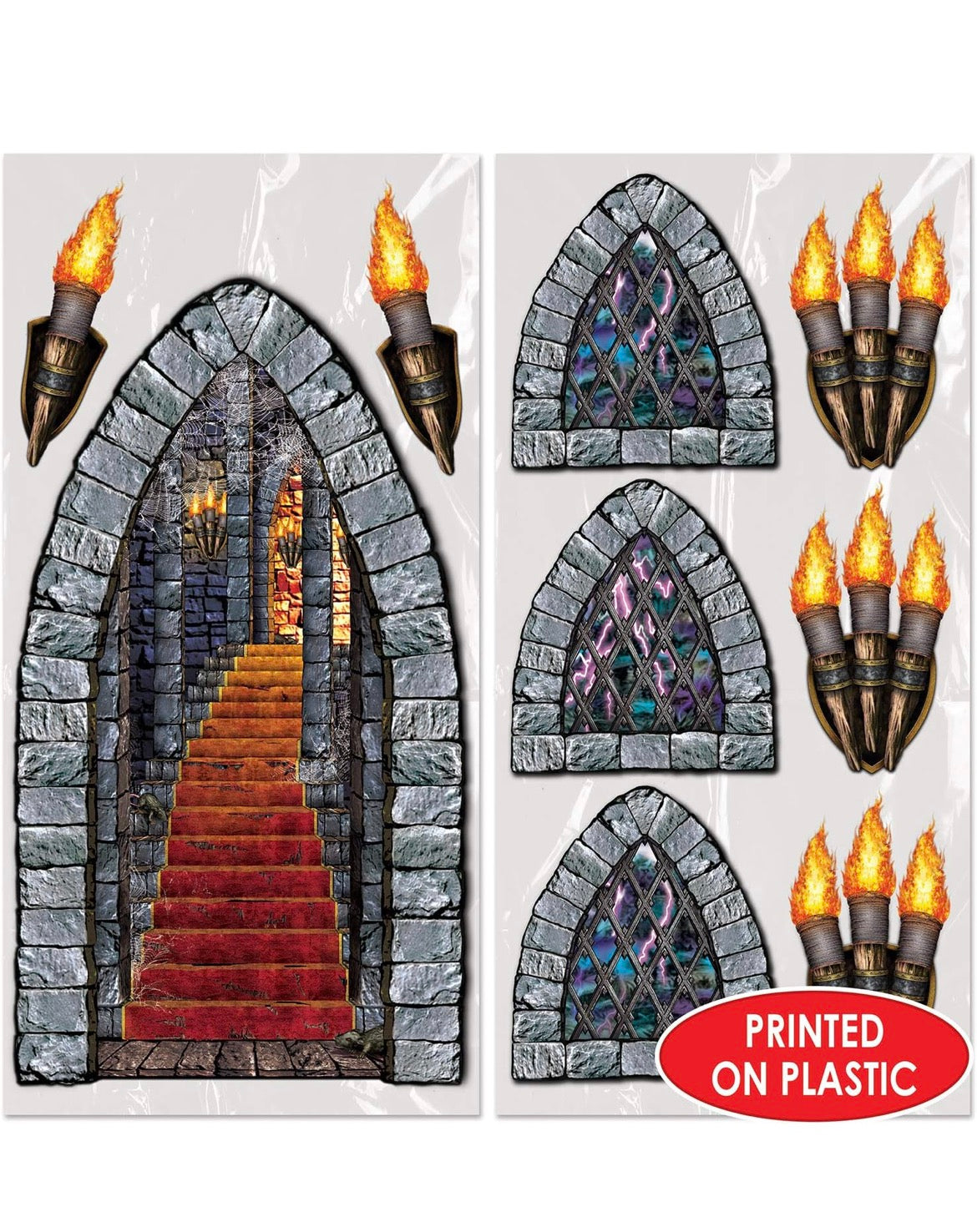 x9 Thème Insta – Beistle Stickers Escalier, Fenêtre et Torche