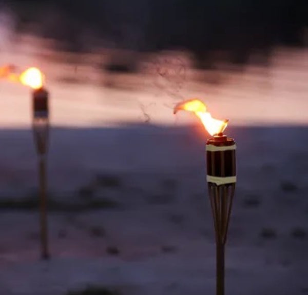 X20 Torches de jardin en bambou 120cm à l'huile décoration extérieure