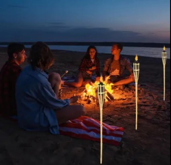 X20 Torches de jardin en bambou 120cm à l'huile décoration extérieure