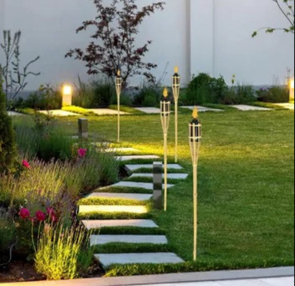 X20 Torches de jardin en bambou 120cm à l'huile décoration extérieure