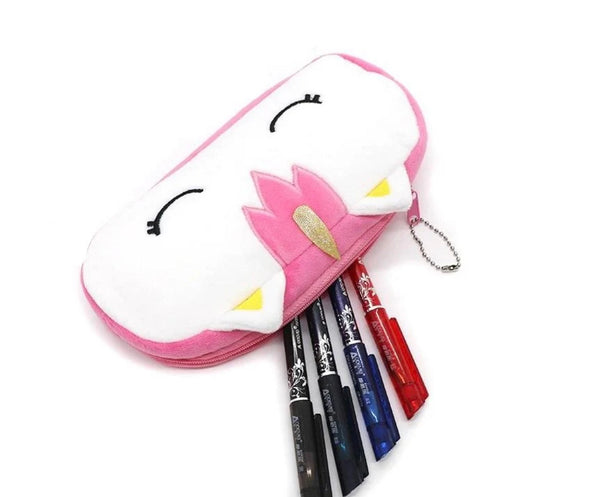 Trousse Peluche Licorne Rose et Blanche - 21x12 cm