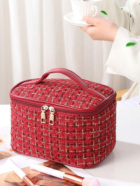 Trousse de toilette rouge et dorée