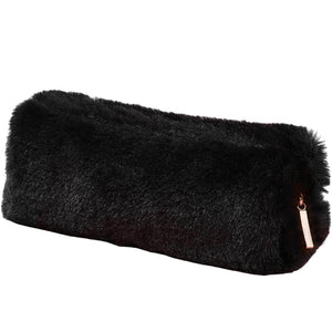 Trousse de maquillage noire en velours artificiel – 21 x 9 x 6 cm