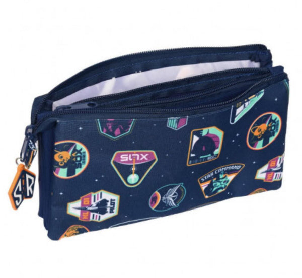 Trousse école scolaire triple Buzz l'Éclair " I’m Buzz Lightyear " Bleu marine (22 x 12 x 3 cm)