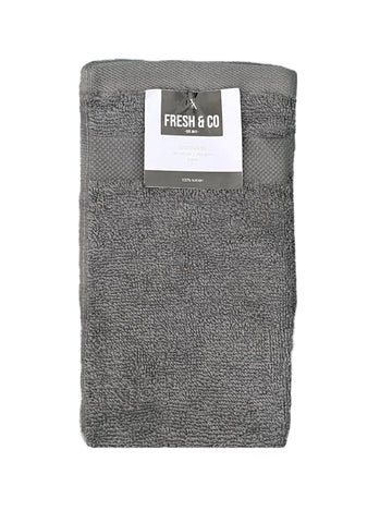 X2 Serviettes d’invité Gris Fresh & Co 30×50 cm – 100 % coton – 450 g/m²